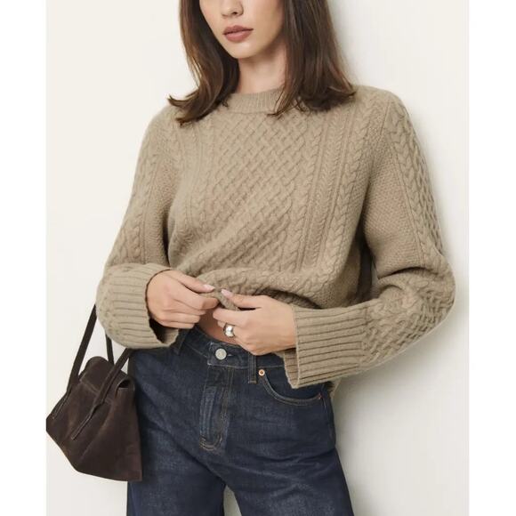Reformation Sweaters - Reformation Calloway Cable Knit Regenerative Wool Crew Sweater Size Small
